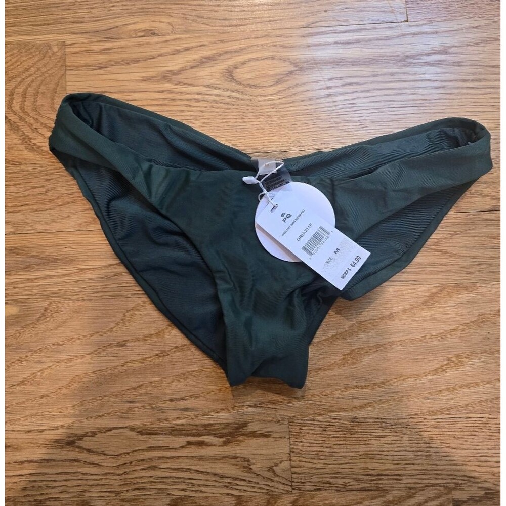 NWT PQ Swim Basic Ruched Full Bottom Green Envy Sz M - Picture 2 of 4